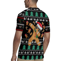 Funny Dabbing Gingerbread Holiday Party Jumper Rugby Jersey Xmas Holiday Patterns - Wonder Print Shop