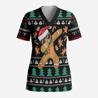 Funny Dabbing Gingerbread Holiday Party Jumper Scrub Top Xmas Holiday Patterns - Wonder Print Shop