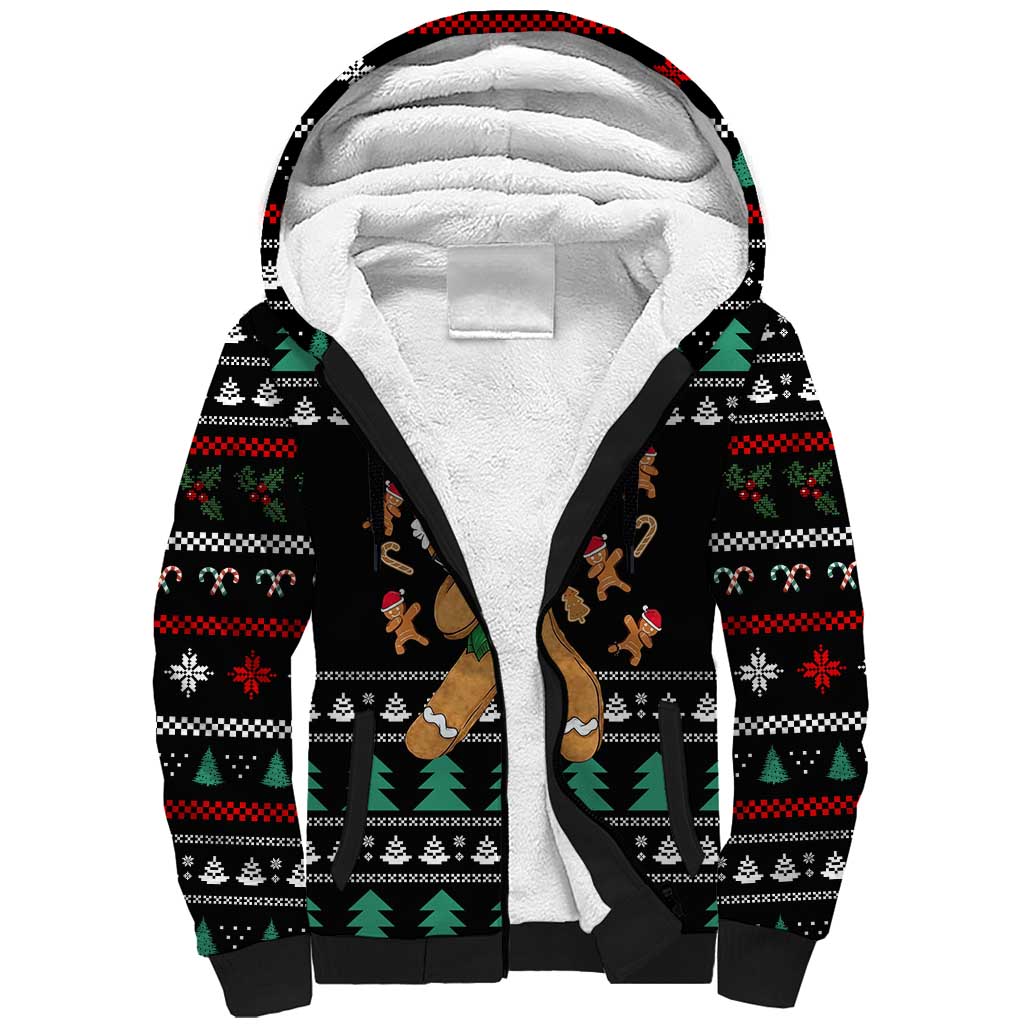 Funny Dabbing Gingerbread Holiday Party Jumper Sherpa Hoodie Xmas Holiday Patterns - Wonder Print Shop