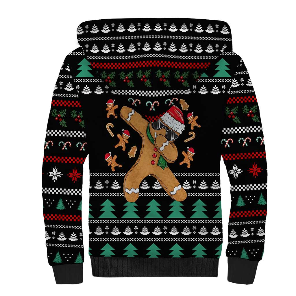 Funny Dabbing Gingerbread Holiday Party Jumper Sherpa Hoodie Xmas Holiday Patterns - Wonder Print Shop