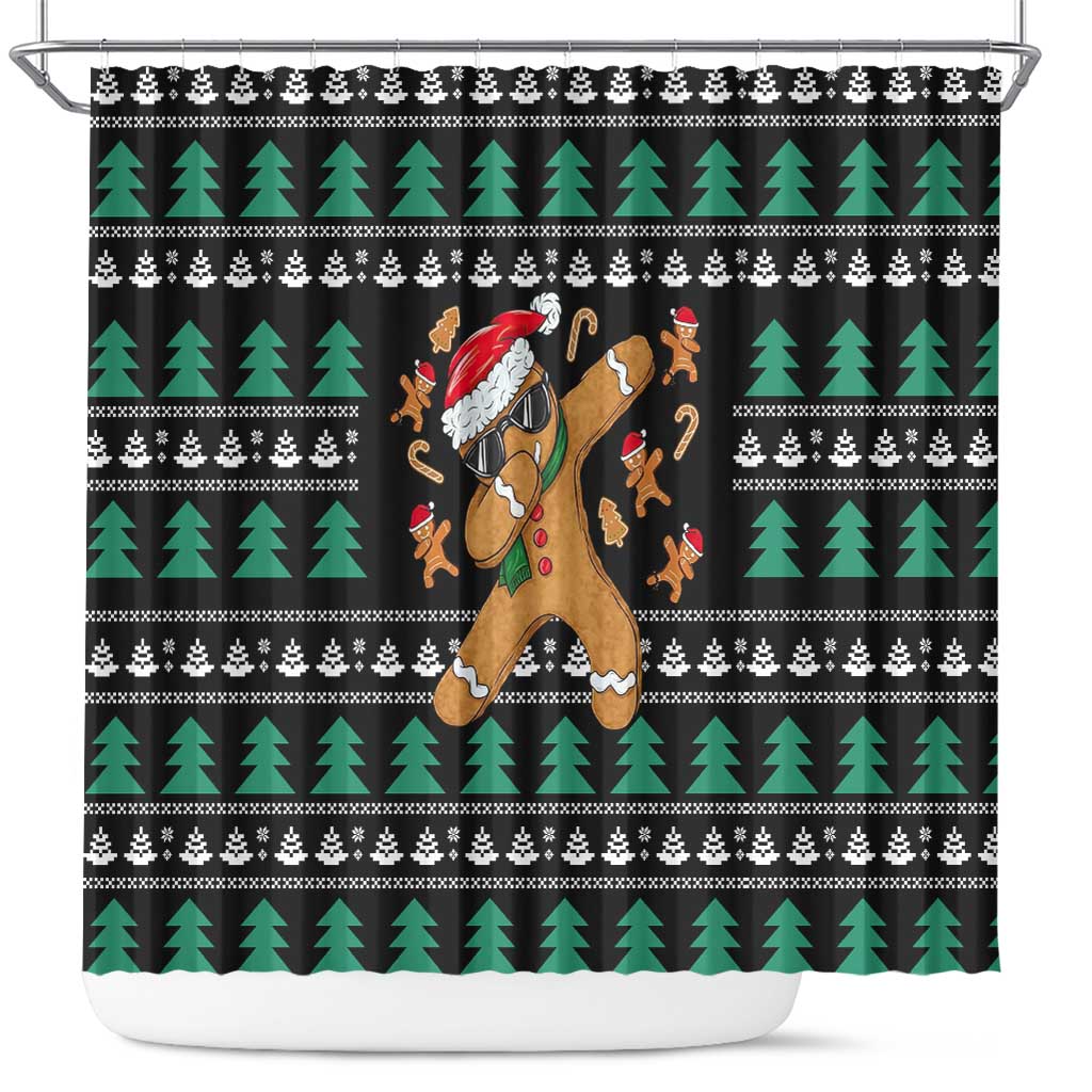 Funny Dabbing Gingerbread Holiday Party Jumper Shower Curtain Xmas Holiday Patterns - Wonder Print Shop