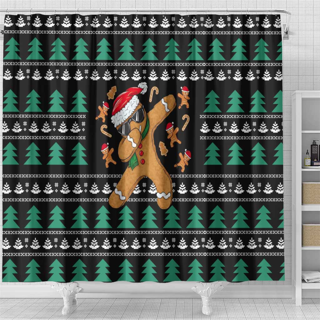 Funny Dabbing Gingerbread Holiday Party Jumper Shower Curtain Xmas Holiday Patterns - Wonder Print Shop