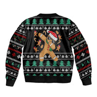 Funny Dabbing Gingerbread Holiday Party Jumper Sleeve Zip Bomber Jacket Xmas Holiday Patterns - Wonder Print Shop