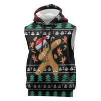Funny Dabbing Gingerbread Holiday Party Jumper Sleeveless Hoodie Xmas Holiday Patterns - Wonder Print Shop