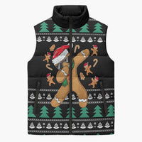 Funny Dabbing Gingerbread Holiday Party Jumper Sleeveless Puffer Jacket Xmas Holiday Patterns - Wonder Print Shop