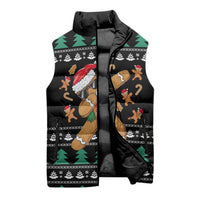 Funny Dabbing Gingerbread Holiday Party Jumper Sleeveless Puffer Jacket Xmas Holiday Patterns - Wonder Print Shop