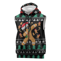 Funny Dabbing Gingerbread Holiday Party Jumper Sleeveless Zip Hoodie Xmas Holiday Patterns - Wonder Print Shop
