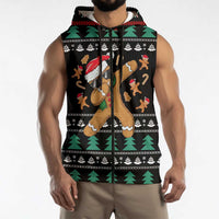 Funny Dabbing Gingerbread Holiday Party Jumper Sleeveless Zip Hoodie Xmas Holiday Patterns - Wonder Print Shop
