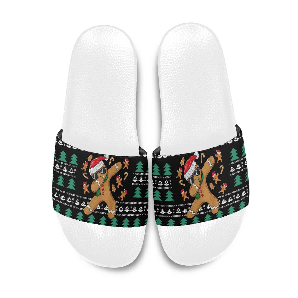 Funny Dabbing Gingerbread Holiday Party Jumper Slide Sandals Xmas Holiday Patterns - Wonder Print Shop