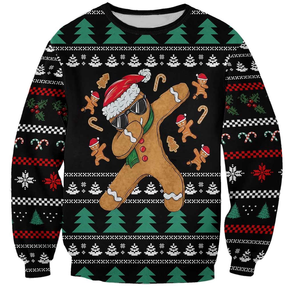 Funny Dabbing Gingerbread Holiday Party Jumper Sweatshirt Xmas Holiday Patterns - Wonder Print Shop