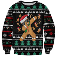 Funny Dabbing Gingerbread Holiday Party Jumper Sweatshirt Xmas Holiday Patterns - Wonder Print Shop