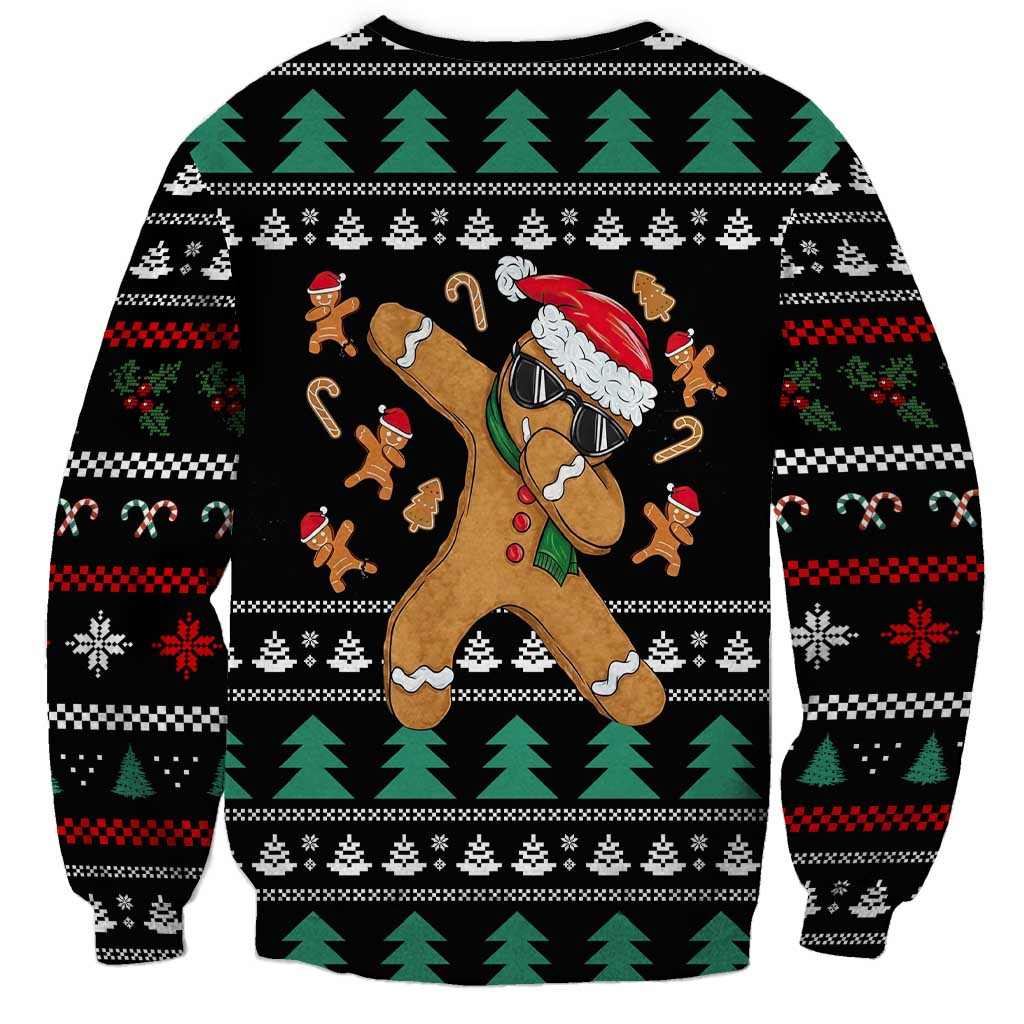 Funny Dabbing Gingerbread Holiday Party Jumper Sweatshirt Xmas Holiday Patterns - Wonder Print Shop