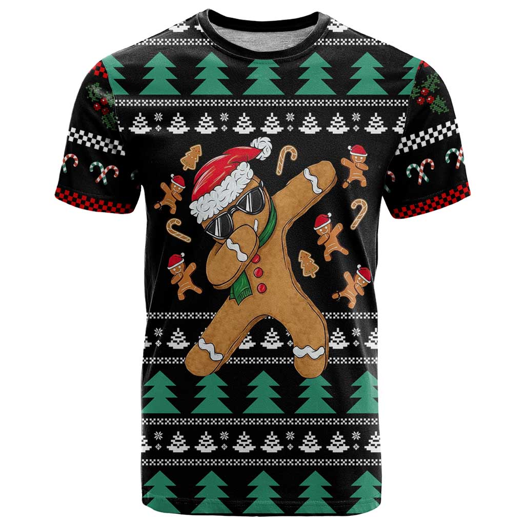 Funny Dabbing Gingerbread Holiday Party Jumper T Shirt Xmas Holiday Patterns - Wonder Print Shop