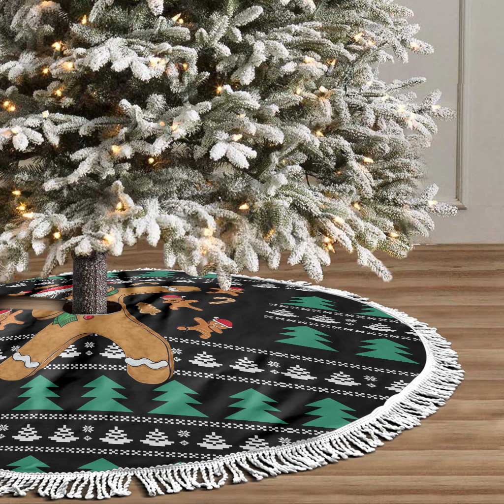Funny Dabbing Gingerbread Holiday Party Jumper Tree Skirt Xmas Holiday Patterns - Wonder Print Shop