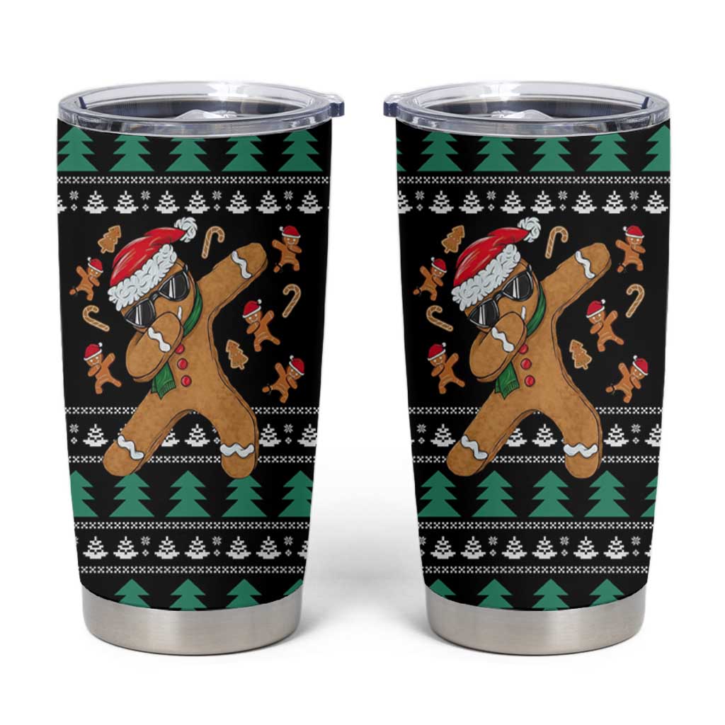 Funny Dabbing Gingerbread Holiday Party Jumper Tumbler Cup Xmas Holiday Patterns - Wonder Print Shop