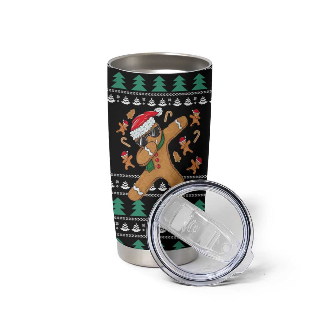 Funny Dabbing Gingerbread Holiday Party Jumper Tumbler Cup Xmas Holiday Patterns - Wonder Print Shop