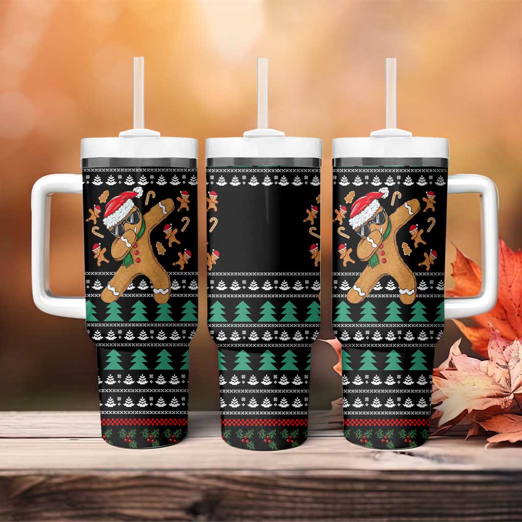 Funny Dabbing Gingerbread Holiday Party Jumper Tumbler With Handle Xmas Holiday Patterns - Wonder Print Shop
