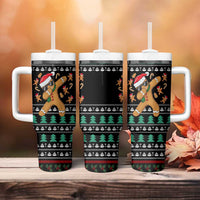 Funny Dabbing Gingerbread Holiday Party Jumper Tumbler With Handle Xmas Holiday Patterns - Wonder Print Shop