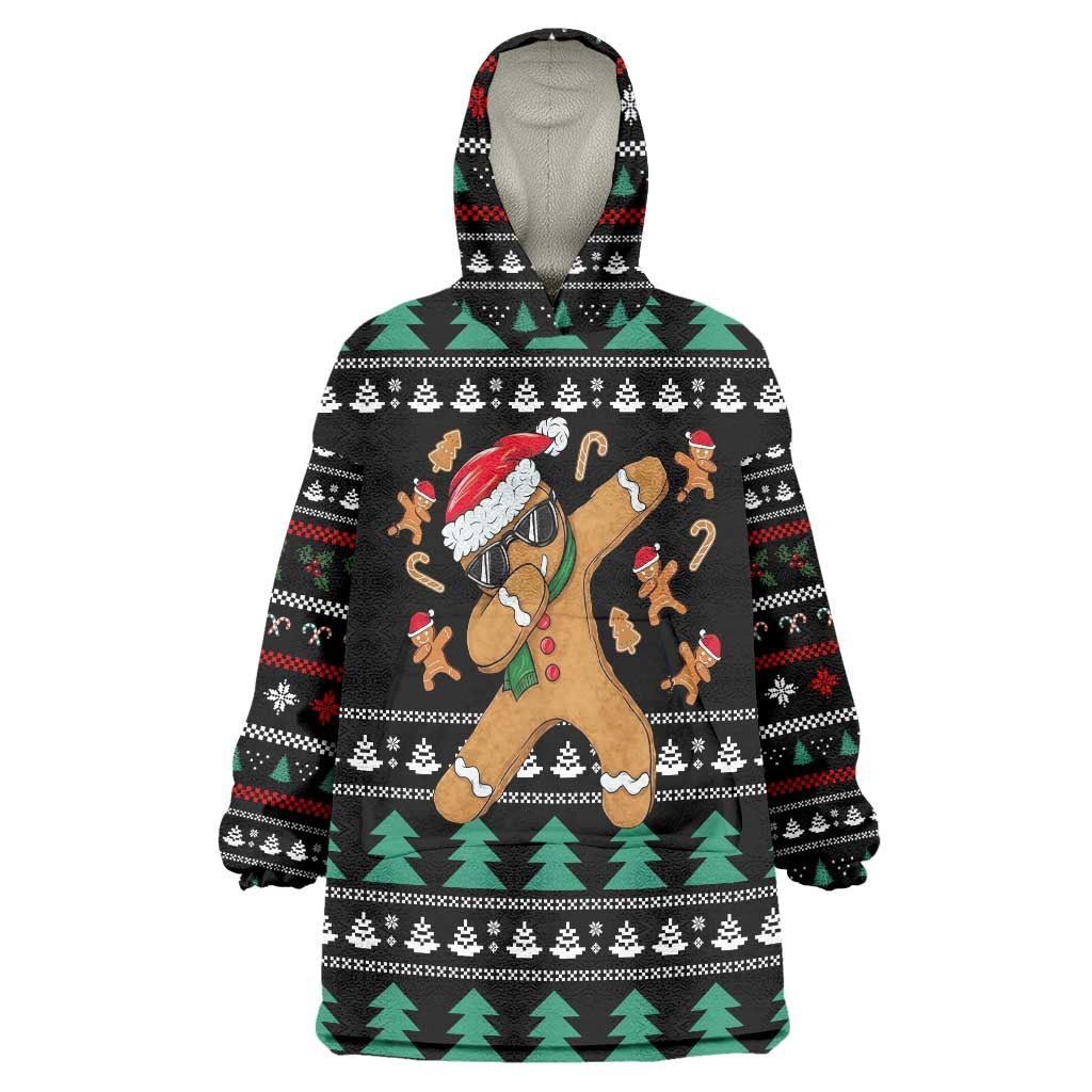 Funny Dabbing Gingerbread Holiday Party Jumper Wearable Blanket Hoodie Xmas Holiday Patterns - Wonder Print Shop