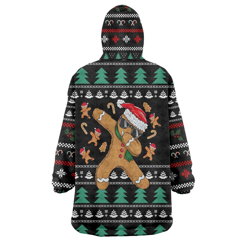 Funny Dabbing Gingerbread Holiday Party Jumper Wearable Blanket Hoodie Xmas Holiday Patterns - Wonder Print Shop