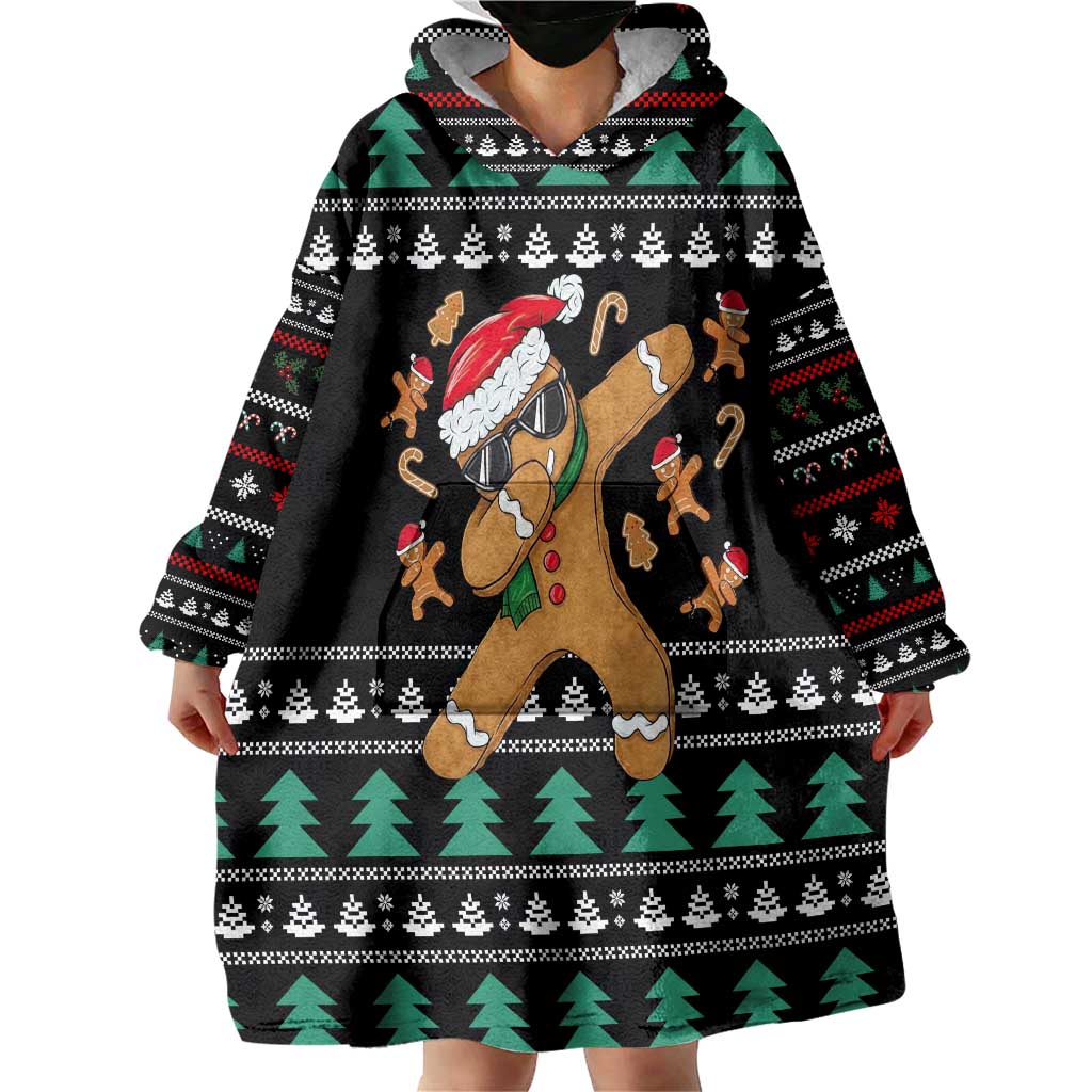 Funny Dabbing Gingerbread Holiday Party Jumper Wearable Blanket Hoodie Xmas Holiday Patterns - Wonder Print Shop