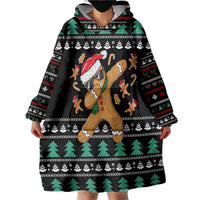 Funny Dabbing Gingerbread Holiday Party Jumper Wearable Blanket Hoodie Xmas Holiday Patterns - Wonder Print Shop