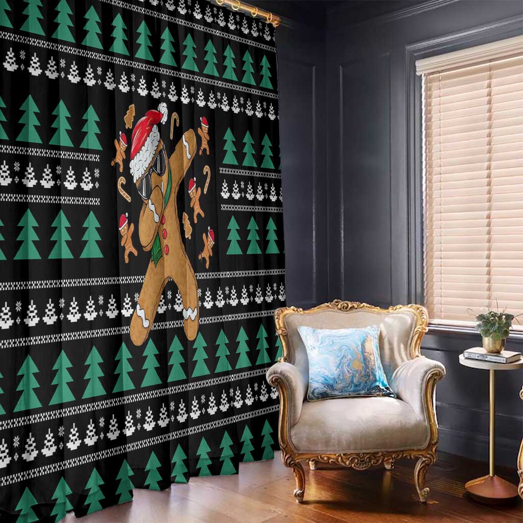 Funny Dabbing Gingerbread Holiday Party Jumper Window Curtain Xmas Holiday Patterns - Wonder Print Shop