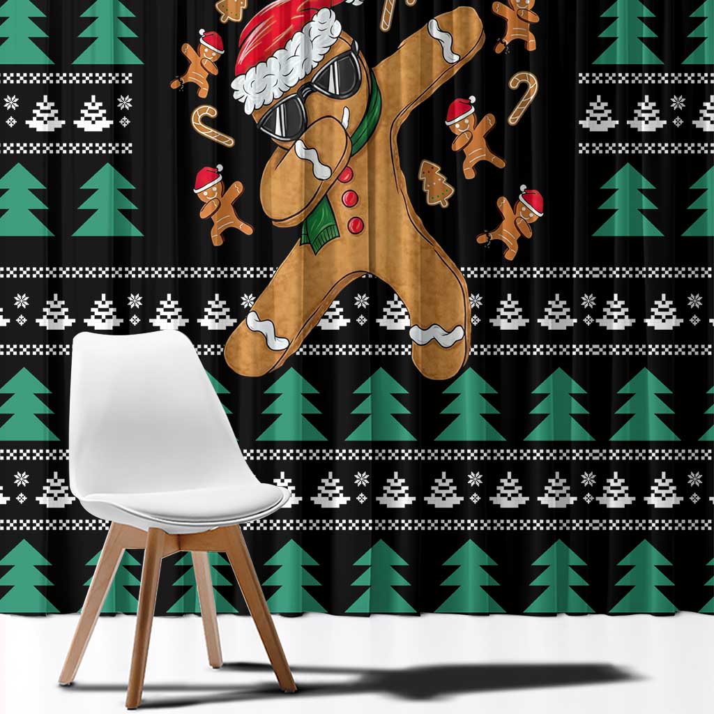 Funny Dabbing Gingerbread Holiday Party Jumper Window Curtain Xmas Holiday Patterns - Wonder Print Shop