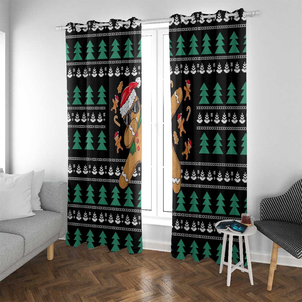 Funny Dabbing Gingerbread Holiday Party Jumper Window Curtain Xmas Holiday Patterns - Wonder Print Shop