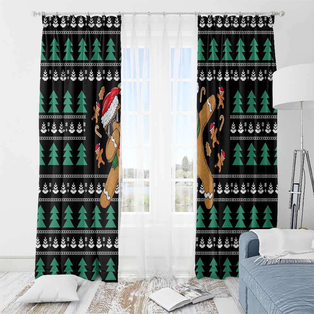 Funny Dabbing Gingerbread Holiday Party Jumper Window Curtain Xmas Holiday Patterns - Wonder Print Shop