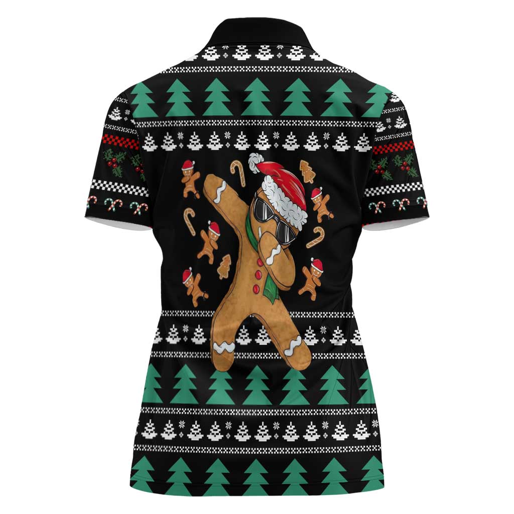 Funny Dabbing Gingerbread Holiday Party Jumper Women Polo Shirt Xmas Holiday Patterns - Wonder Print Shop