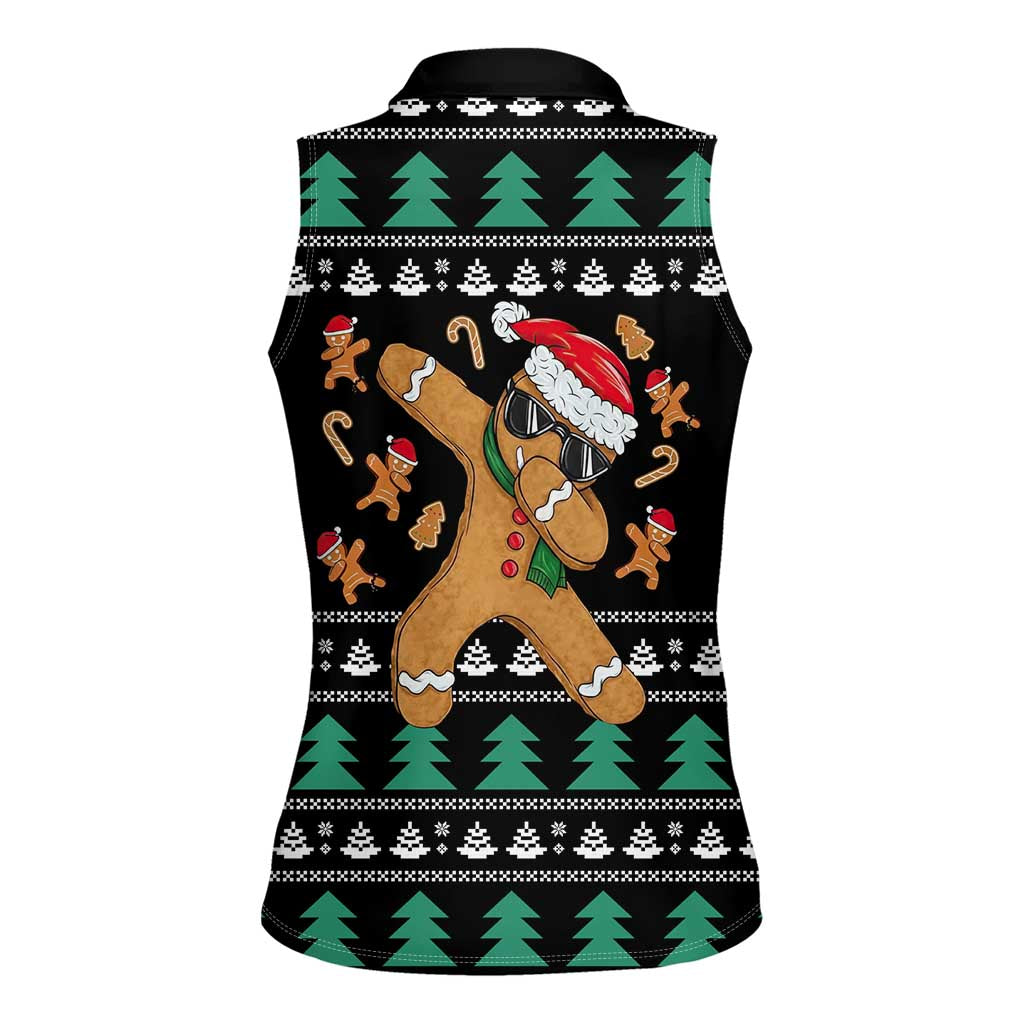 Funny Dabbing Gingerbread Holiday Party Jumper Women Sleeveless Polo Shirt Xmas Holiday Patterns - Wonder Print Shop