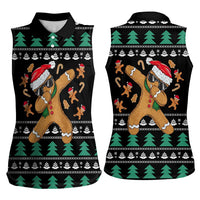 Funny Dabbing Gingerbread Holiday Party Jumper Women Sleeveless Polo Shirt Xmas Holiday Patterns - Wonder Print Shop