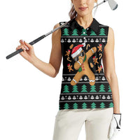 Funny Dabbing Gingerbread Holiday Party Jumper Women Sleeveless Polo Shirt Xmas Holiday Patterns - Wonder Print Shop