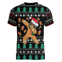 Funny Dabbing Gingerbread Holiday Party Jumper Women V-Neck T-Shirt Xmas Holiday Patterns - Wonder Print Shop