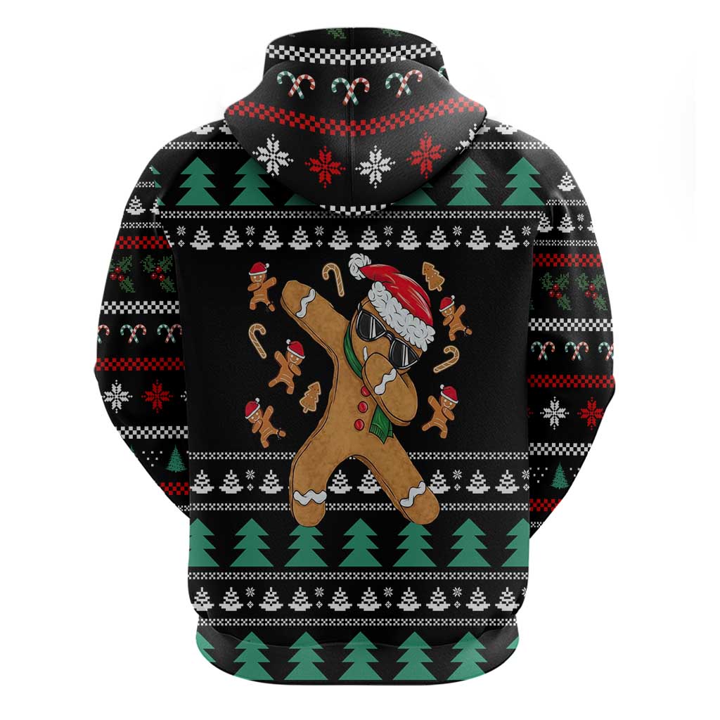 Funny Dabbing Gingerbread Holiday Party Jumper Zip Hoodie Xmas Holiday Patterns - Wonder Print Shop