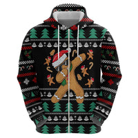 Funny Dabbing Gingerbread Holiday Party Jumper Zip Hoodie Xmas Holiday Patterns - Wonder Print Shop