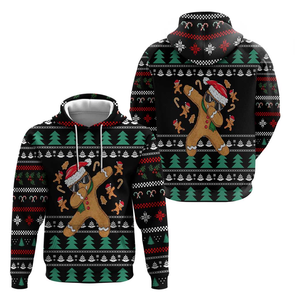 Funny Dabbing Gingerbread Holiday Party Jumper Zip Hoodie Xmas Holiday Patterns - Wonder Print Shop
