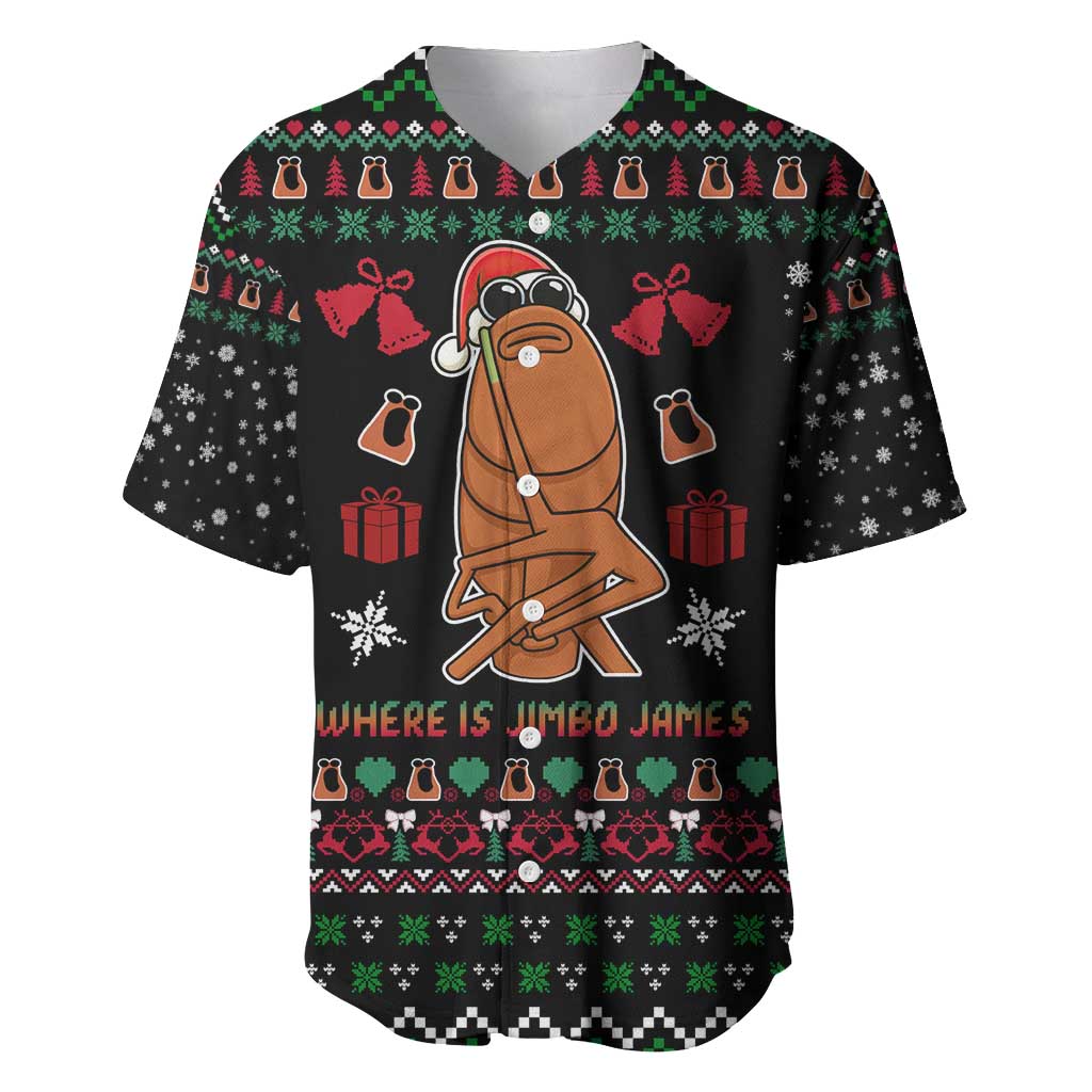 Where Is Jimbo James Marcus The Worm Baseball Jersey Xmas Holiday Patterns - Wonder Print Shop