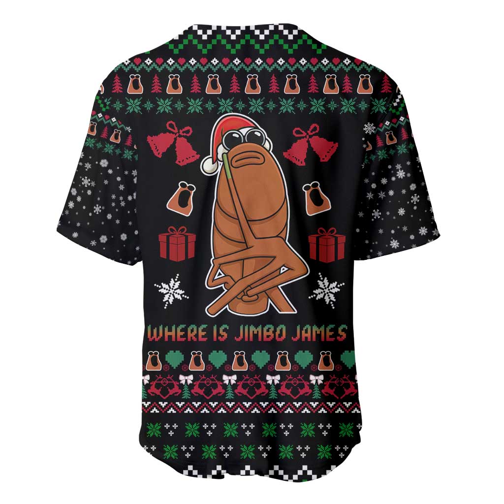 Where Is Jimbo James Marcus The Worm Baseball Jersey Xmas Holiday Patterns - Wonder Print Shop