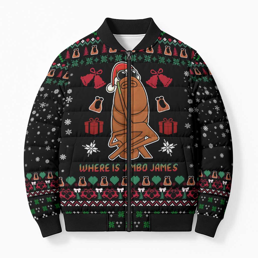 Where Is Jimbo James Marcus The Worm Bomber Puffer Jacket Xmas Holiday Patterns - Wonder Print Shop