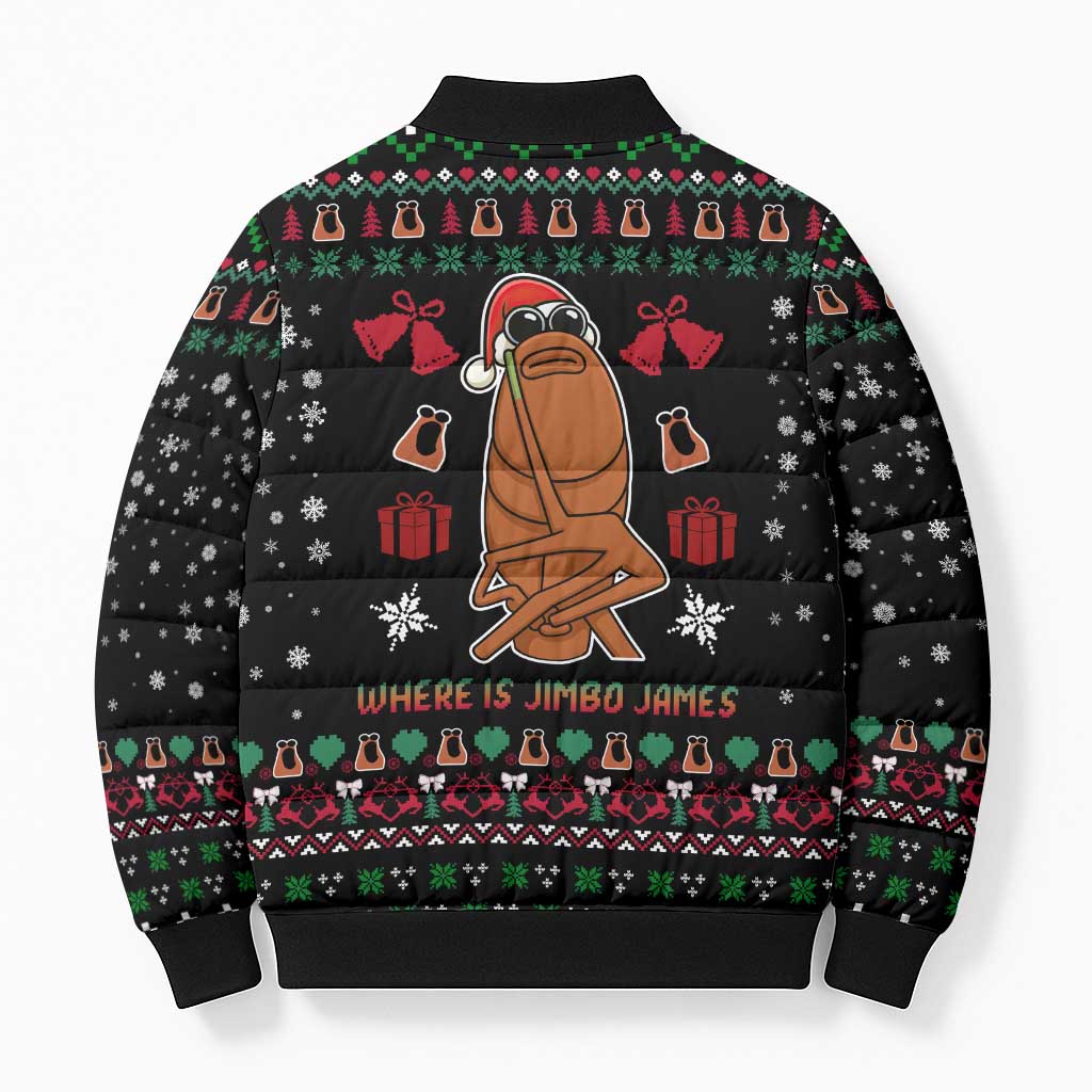 Where Is Jimbo James Marcus The Worm Bomber Puffer Jacket Xmas Holiday Patterns - Wonder Print Shop