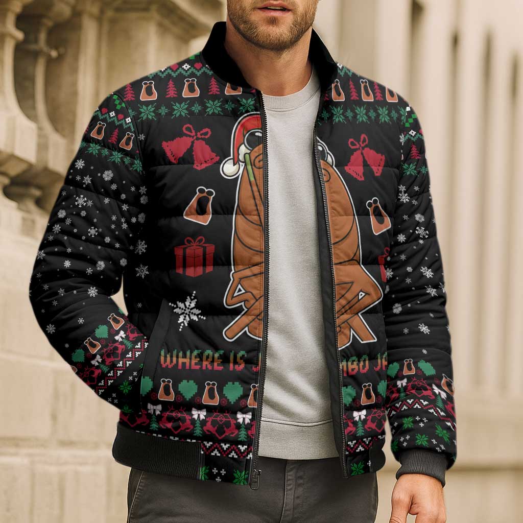 Where Is Jimbo James Marcus The Worm Bomber Puffer Jacket Xmas Holiday Patterns - Wonder Print Shop