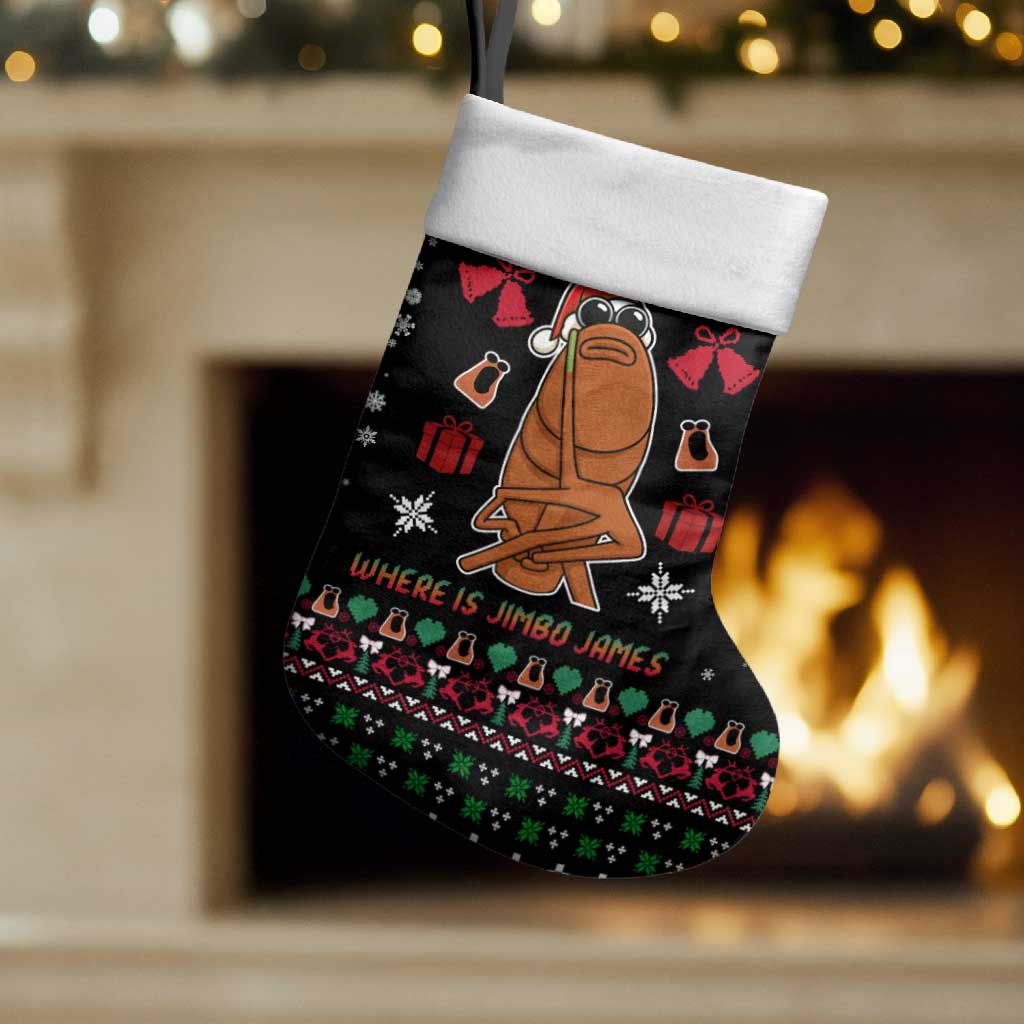 Where Is Jimbo James Marcus The Worm Christmas Stocking Xmas Holiday Patterns - Wonder Print Shop