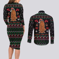 Where Is Jimbo James Marcus The Worm Couples Matching Long Sleeve Bodycon Dress and Long Sleeve Button Shirt Xmas Holiday Patterns - Wonder Print Shop