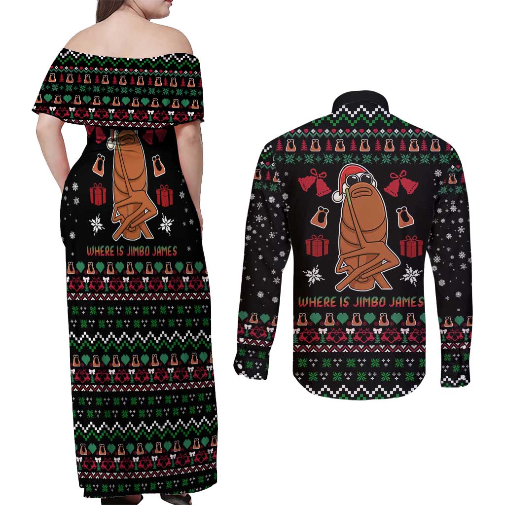 Where Is Jimbo James Marcus The Worm Couples Matching Off Shoulder Maxi Dress and Long Sleeve Button Shirt Xmas Holiday Patterns - Wonder Print Shop