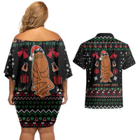 Where Is Jimbo James Marcus The Worm Couples Matching Off Shoulder Short Dress and Hawaiian Shirt Xmas Holiday Patterns - Wonder Print Shop
