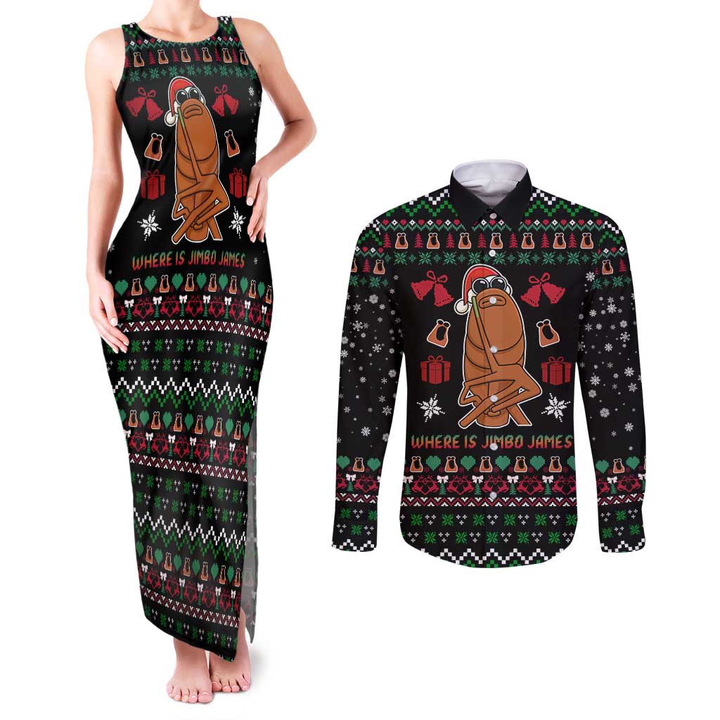 Where Is Jimbo James Marcus The Worm Couples Matching Tank Maxi Dress and Long Sleeve Button Shirt Xmas Holiday Patterns - Wonder Print Shop