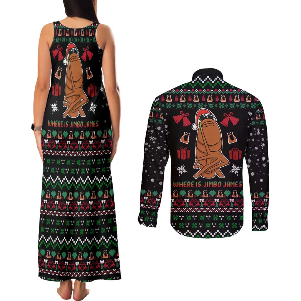 Where Is Jimbo James Marcus The Worm Couples Matching Tank Maxi Dress and Long Sleeve Button Shirt Xmas Holiday Patterns - Wonder Print Shop