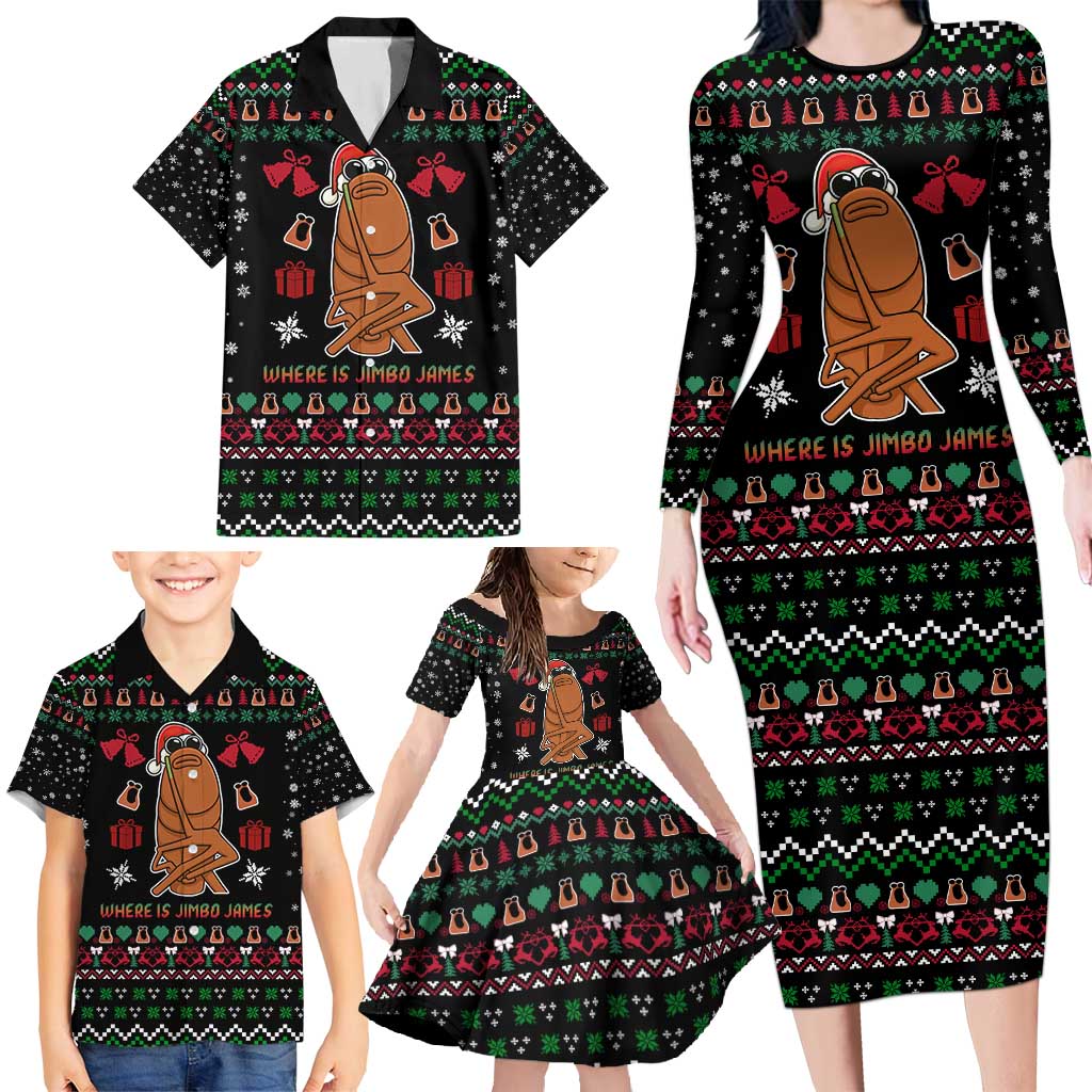 Where Is Jimbo James Marcus The Worm Family Matching Long Sleeve Bodycon Dress and Hawaiian Shirt Xmas Holiday Patterns - Wonder Print Shop